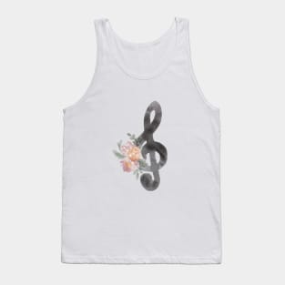 Treble Clef Watercolor Floral Tank Top